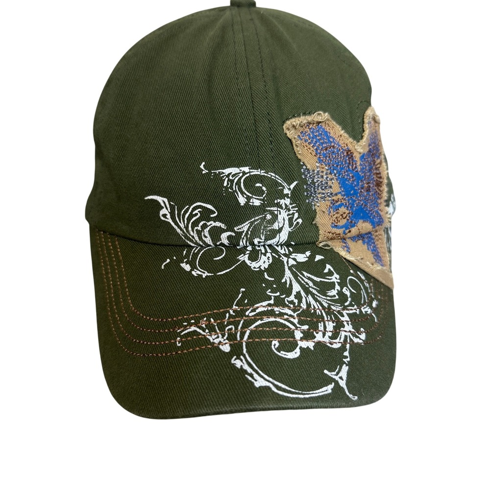Unbranded Baseball Cap Mens OSFM Green Distressed Eagle Patch Filigree Hat